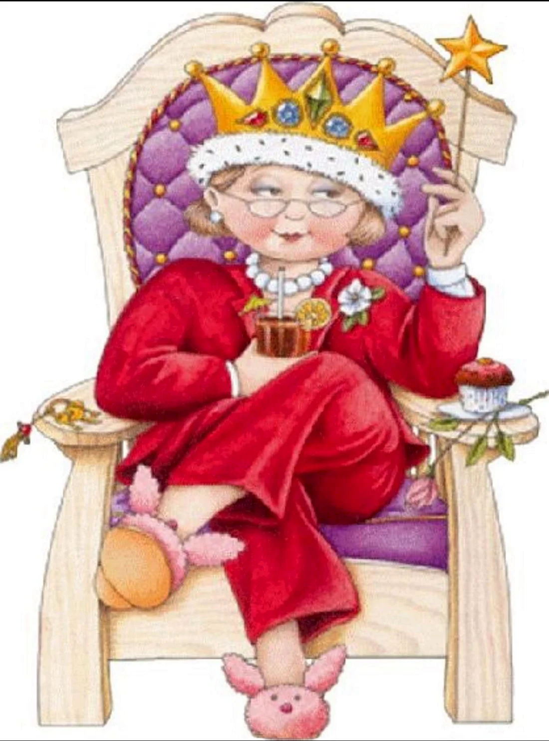 Бабушка на троне с короной