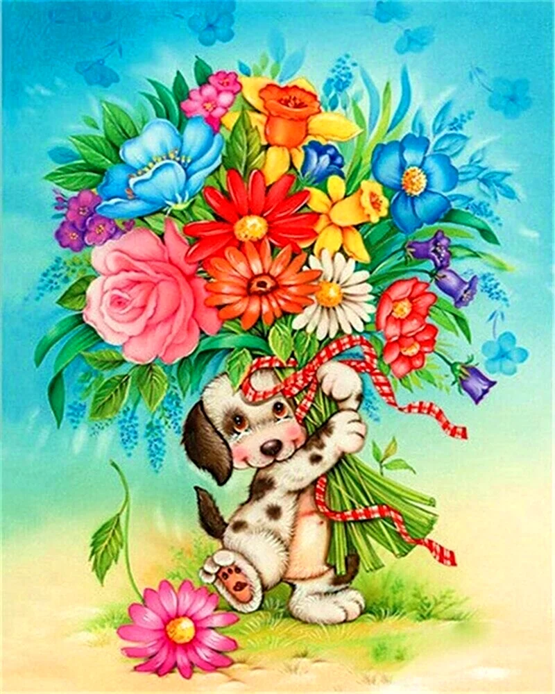Детская открытка с цветочком