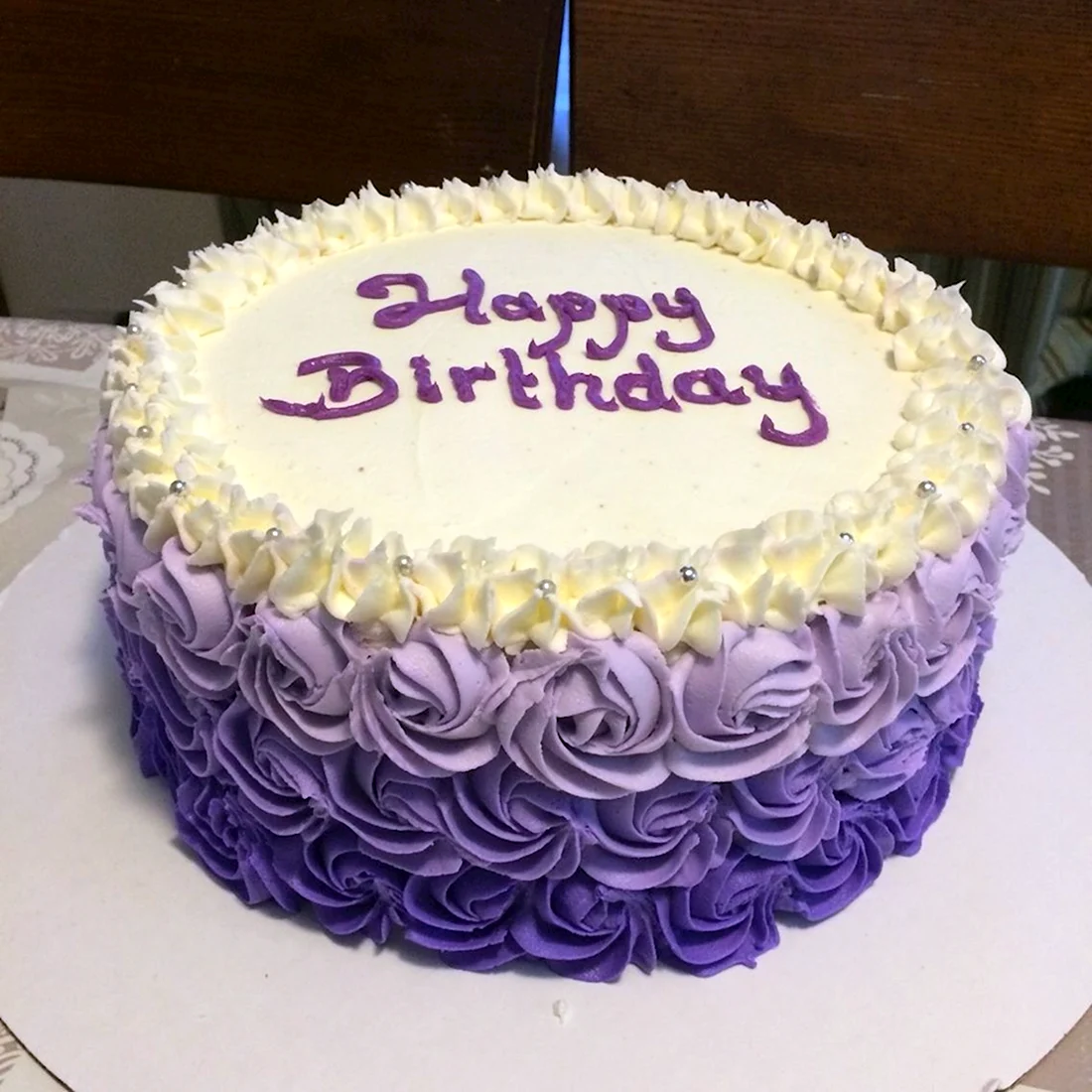 Фиолетовый торт надпись с др