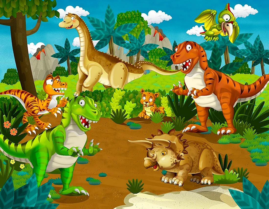 Фотопанно джунгли динозавры