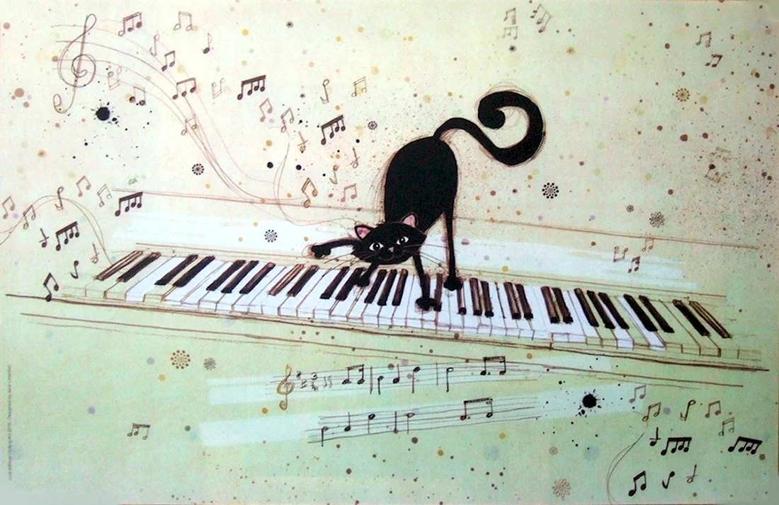 Кошка на пианино
