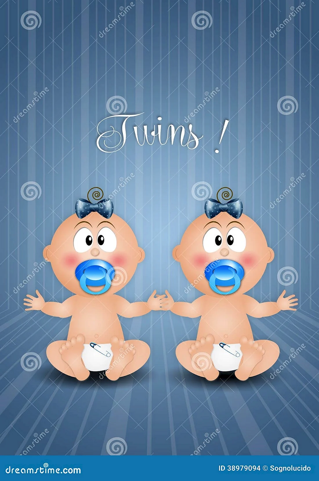 Открытка с новорождённым двойняшками мальчиками