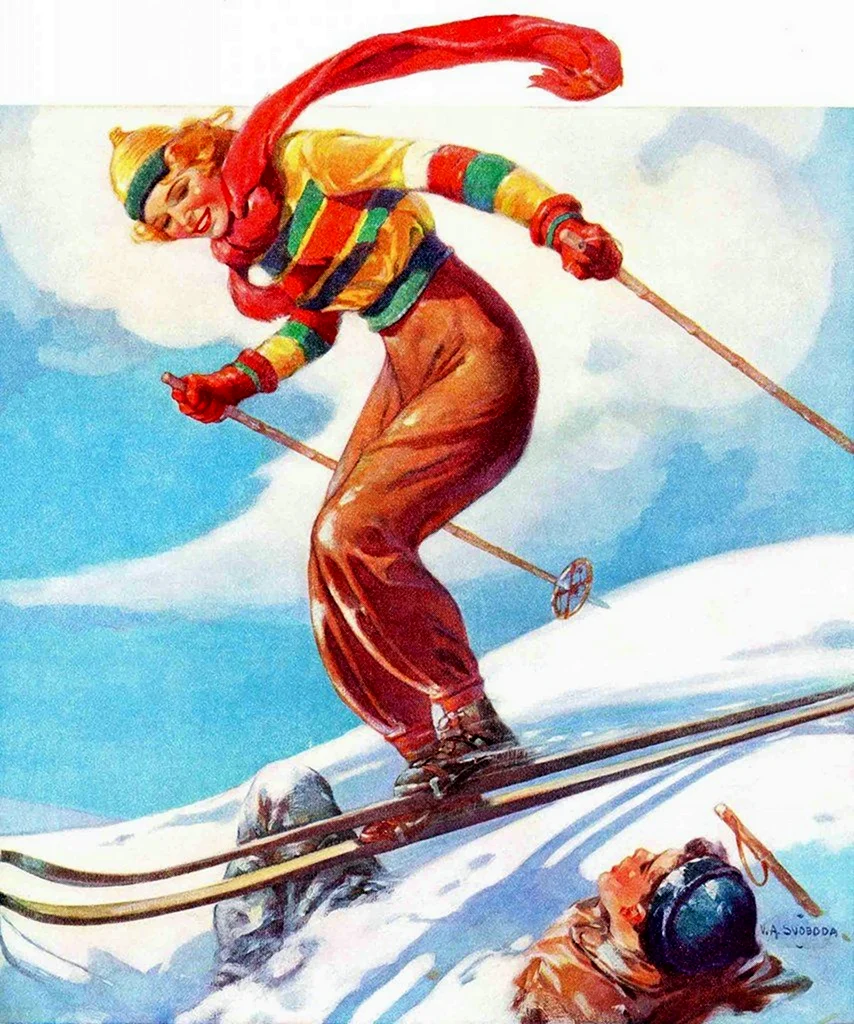 Постер горные лыжи
