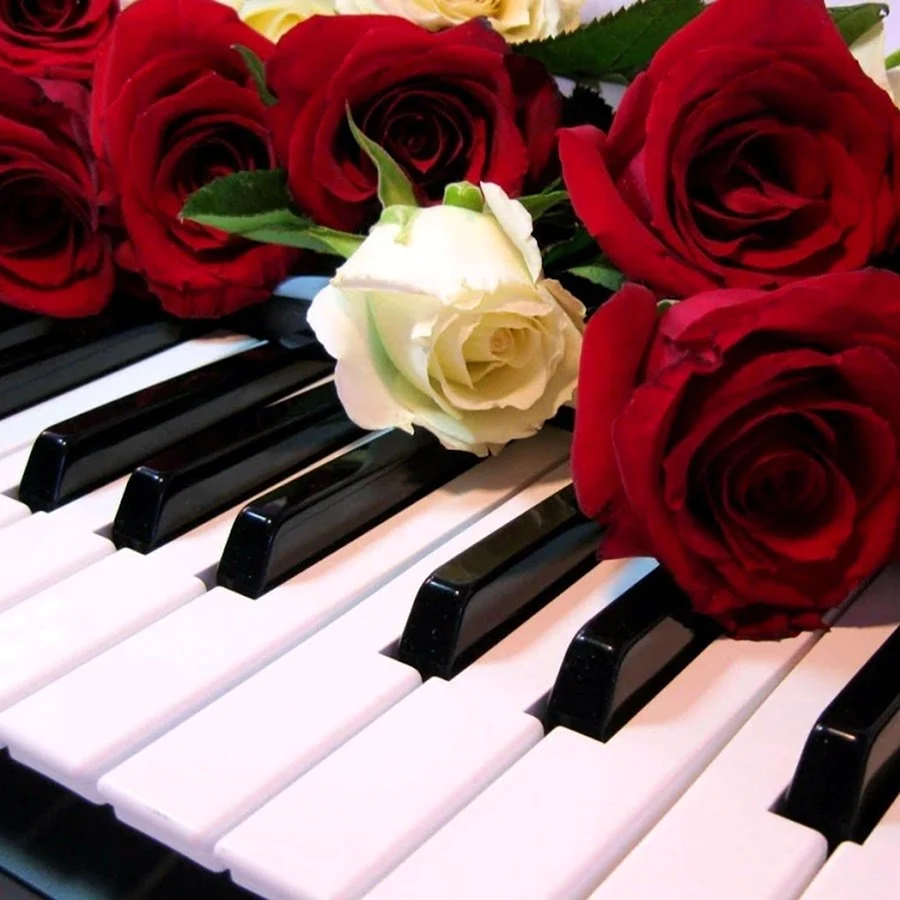 С днём рождения женщине красивые цветы и рояль
