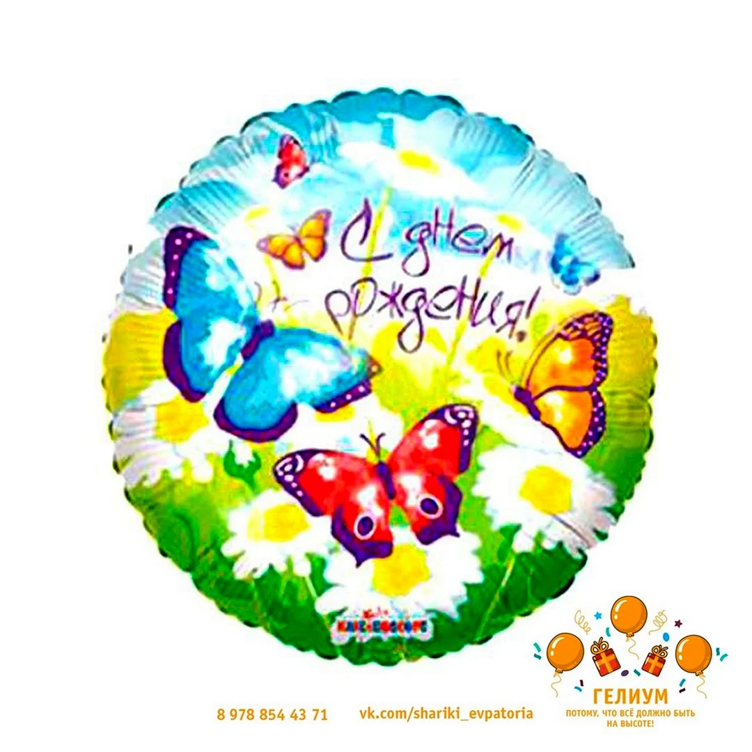 Шар круг с днем рождения бабочки