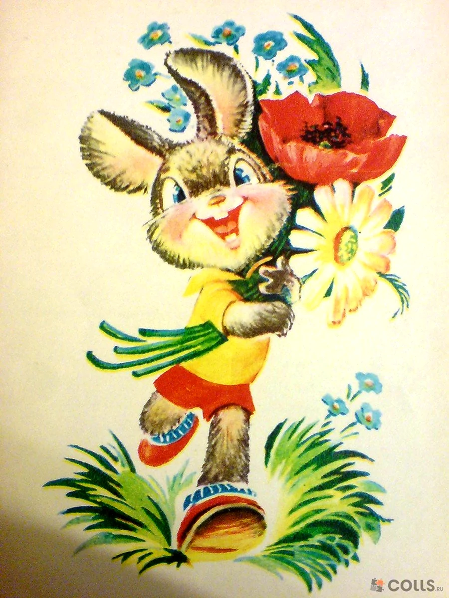 Советские открытки с зайчатами