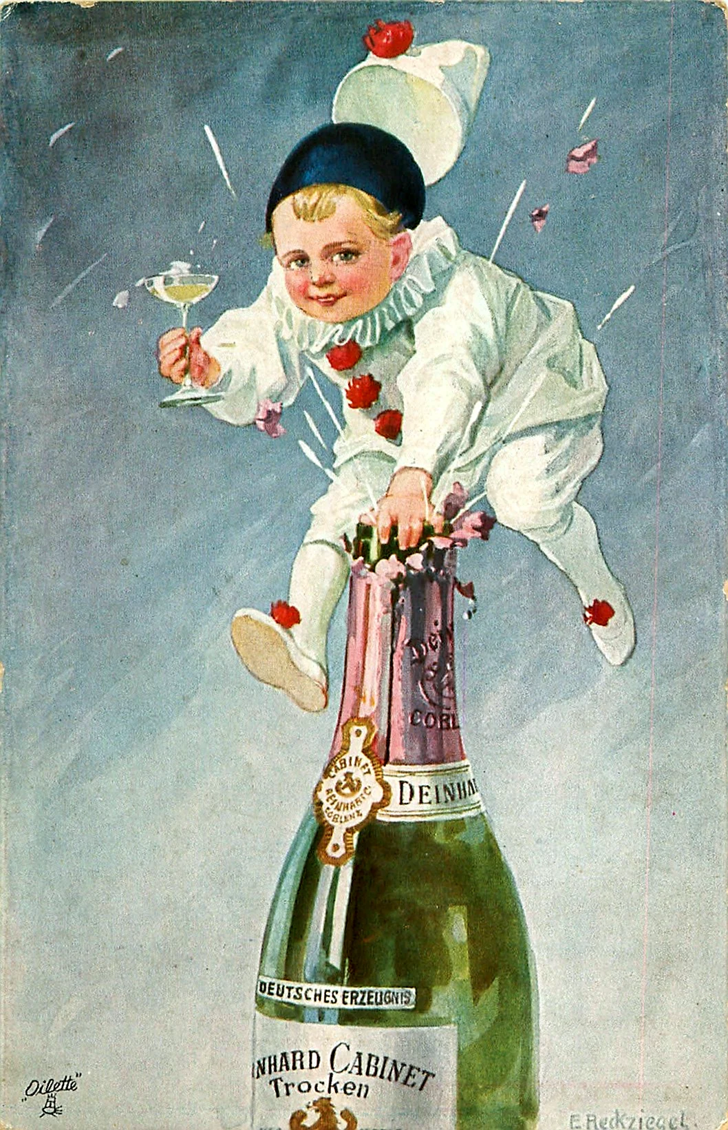 Старинные открытки с шампанским