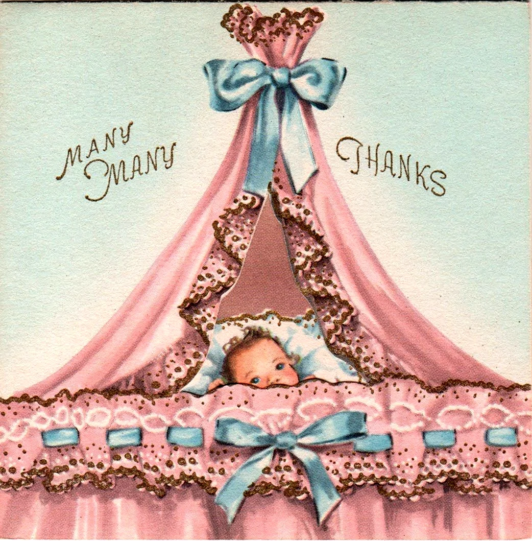 Стильная открытка с новорожденной девочкой