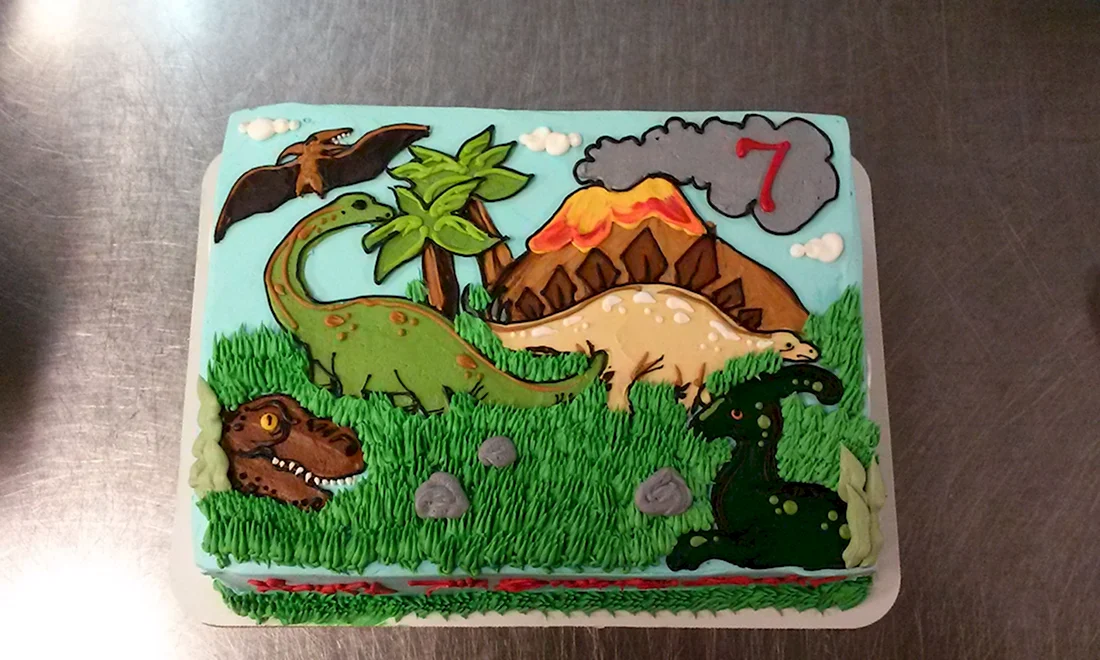 Торт динозавры для мальчика кремовый