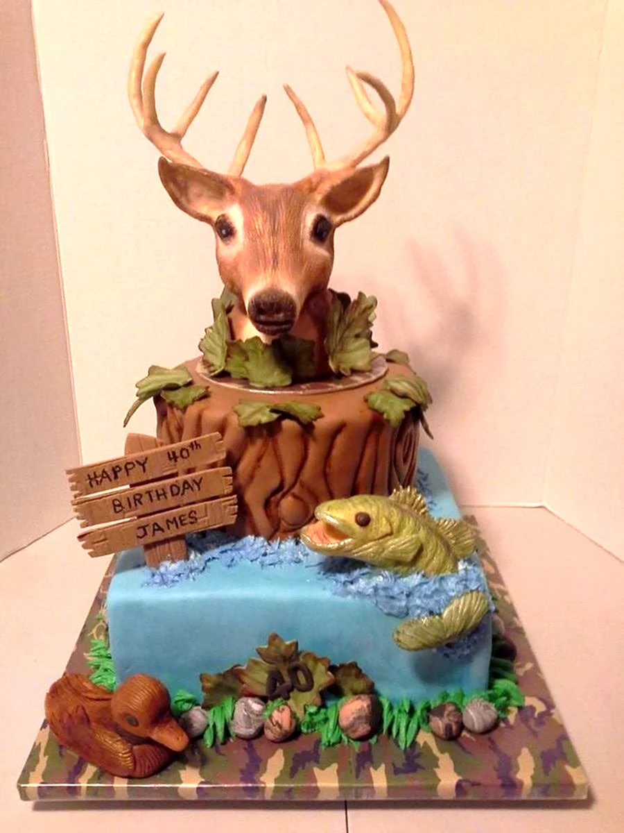 Торт на день рождения мужчине охотнику и рыболову