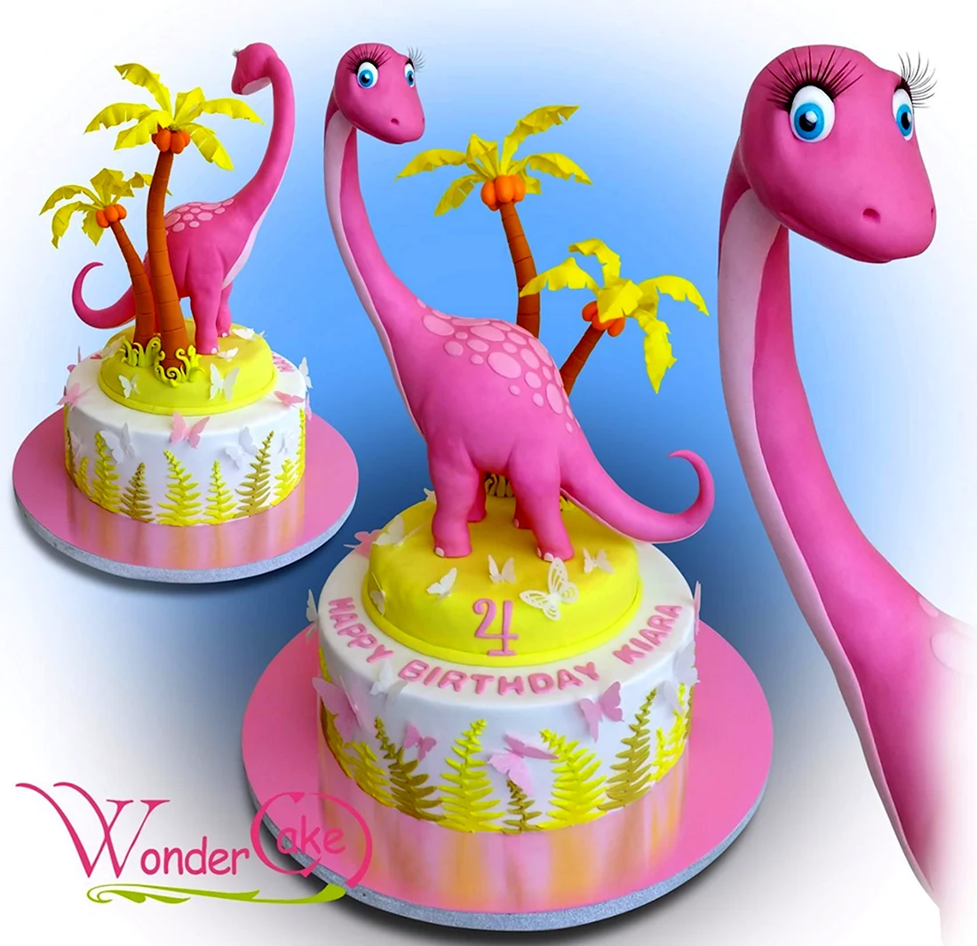 Торт с динозаврами для девочки