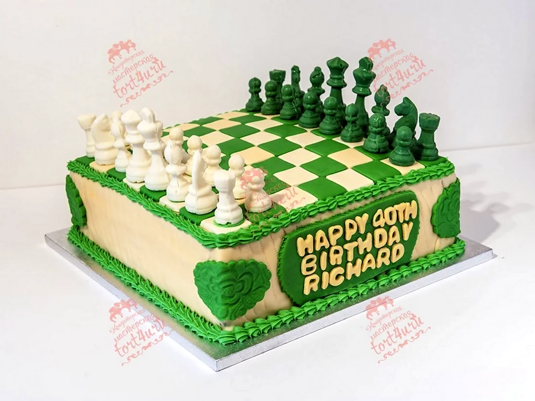 Торт с шахматами зеленый