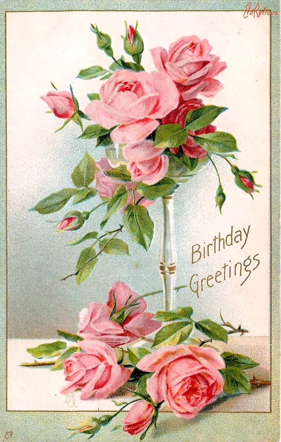 Винтажная открытка с цветами