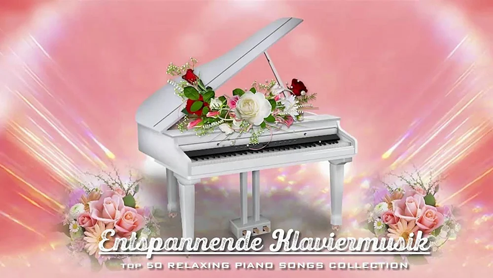 Белый рояль с цветами