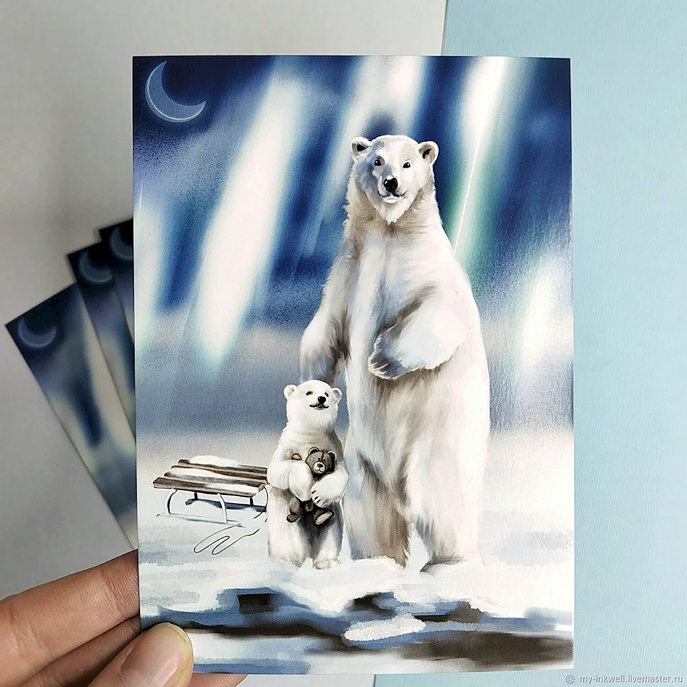 Эко открытка медведь