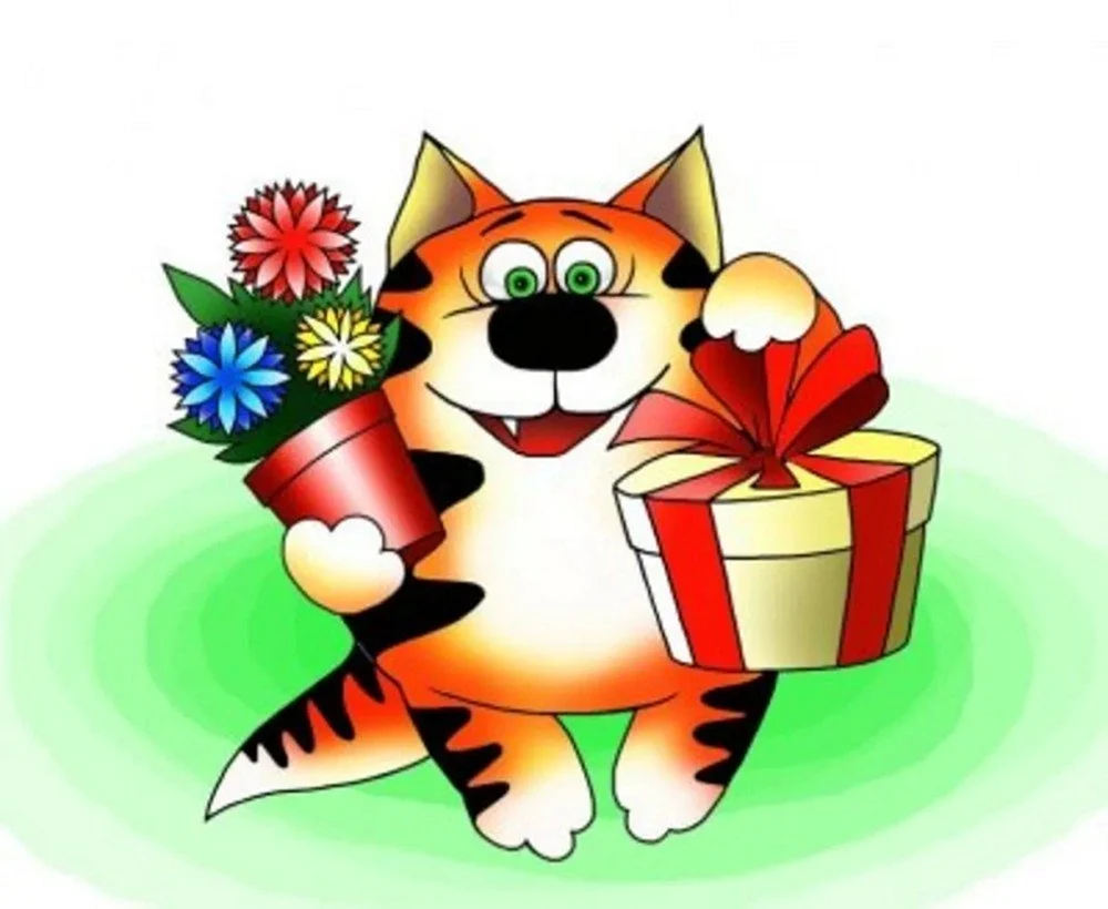 Котик дарит цветы - 70 фото