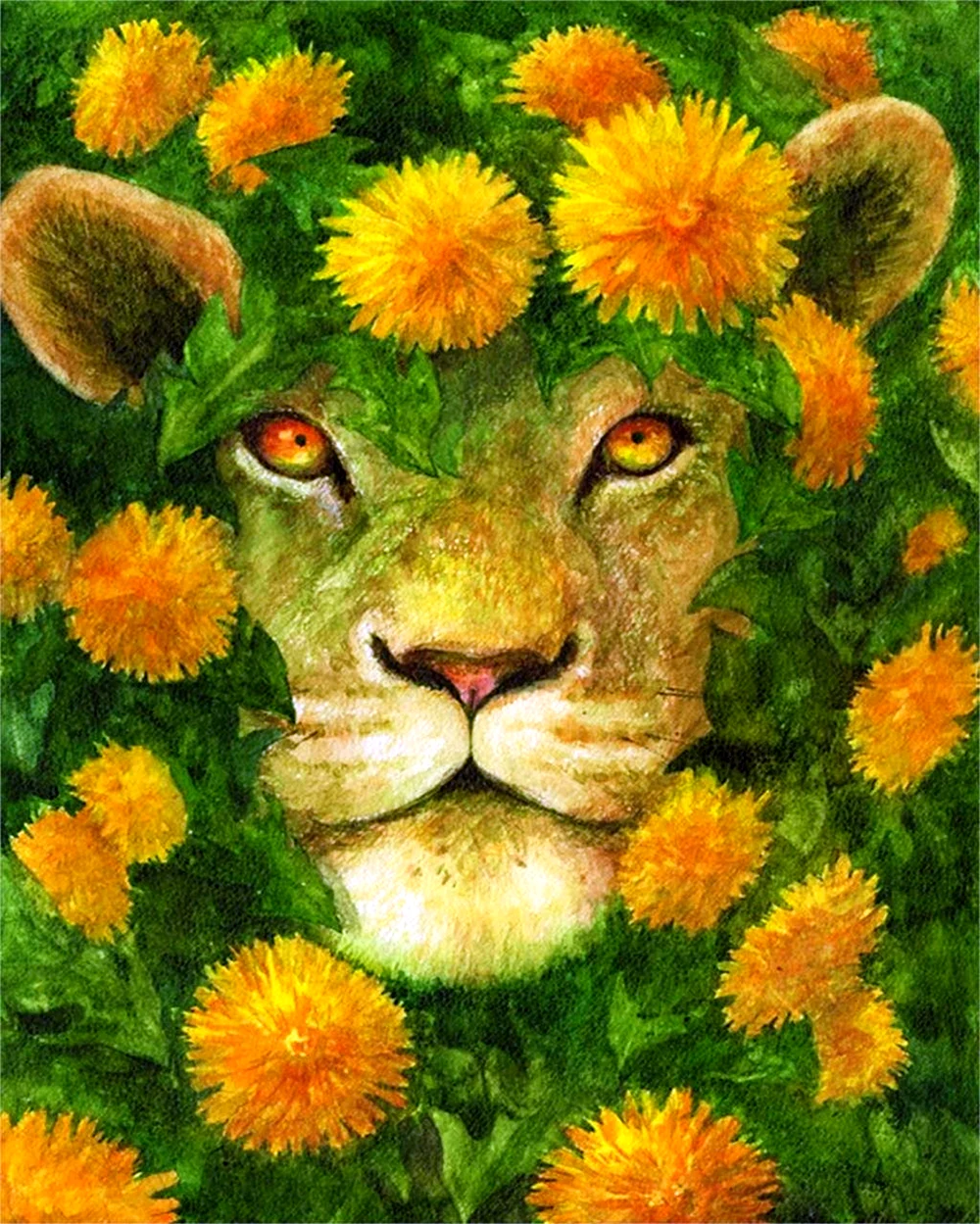 Львенок с цветами