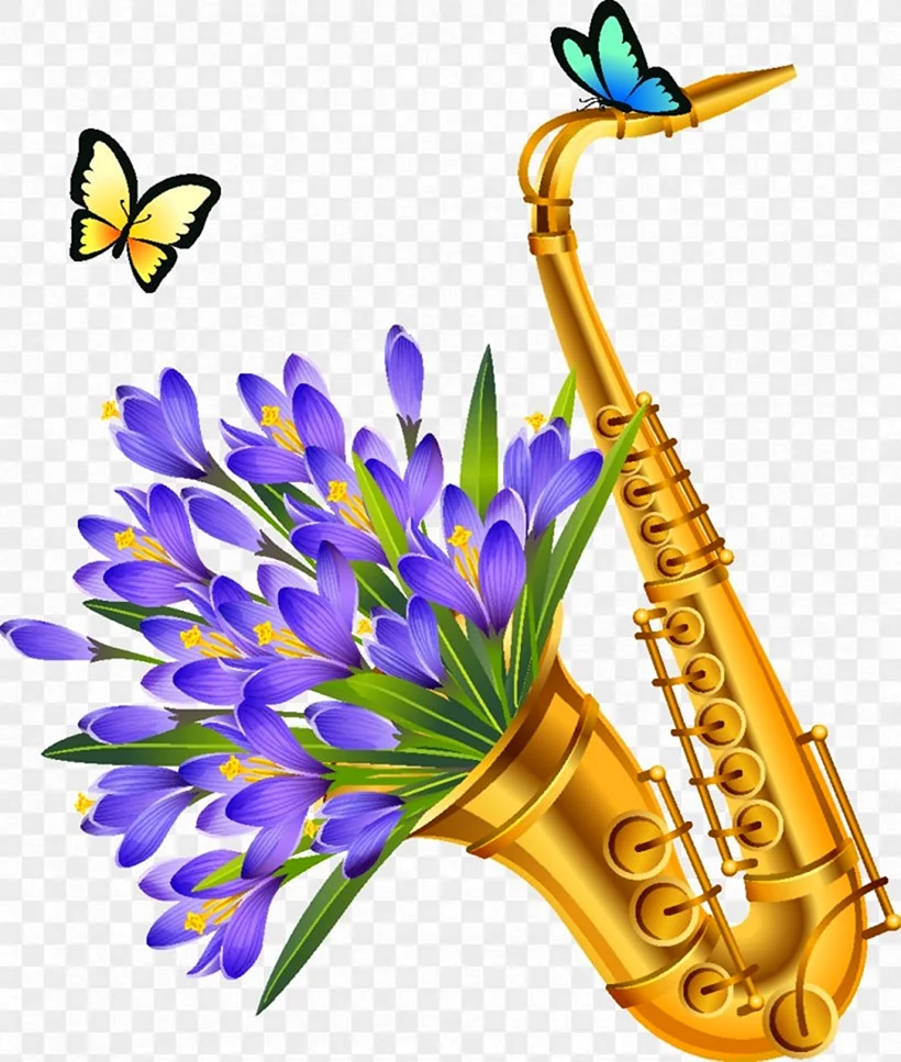 Музыкальные инструменты и цветы