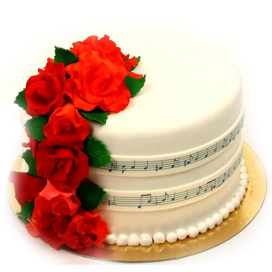 Музыкальный торт с цветами
