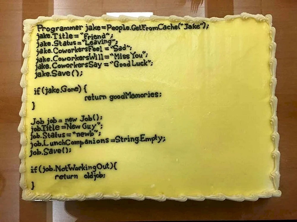 Надпись на торте для программиста