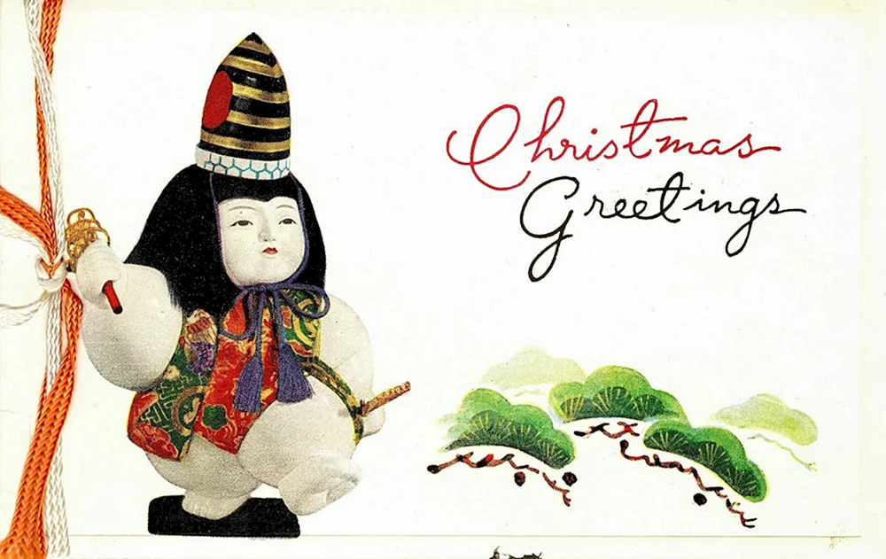 Новогодняя открытка в японском стиле