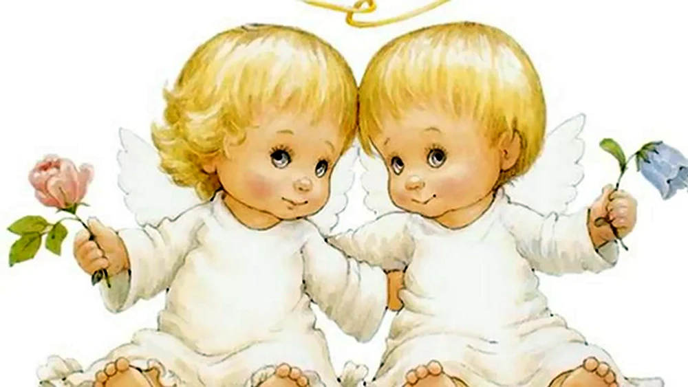 Открытка близнецам мальчику и девочке