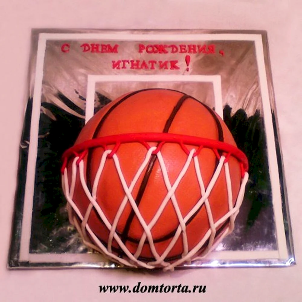 Открытка с днём рождения с баскетбольным мячом
