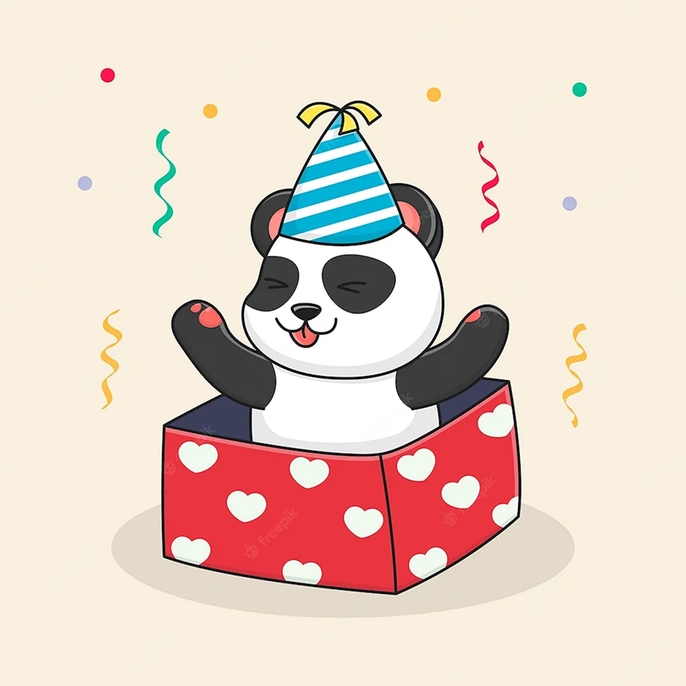 Панда в колпаке дня рождения