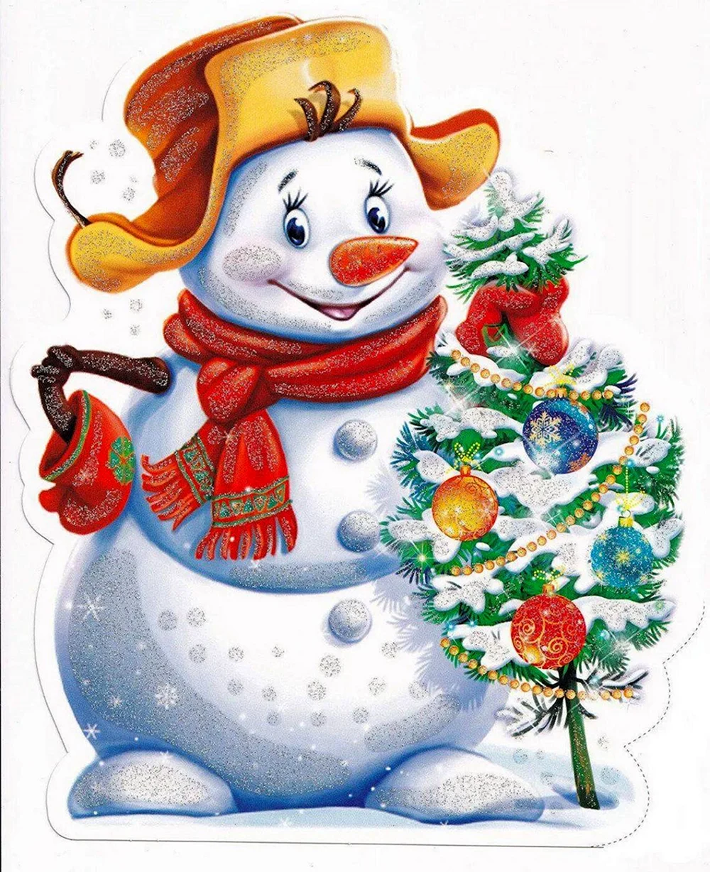 Плакат вырубной Снеговик а3