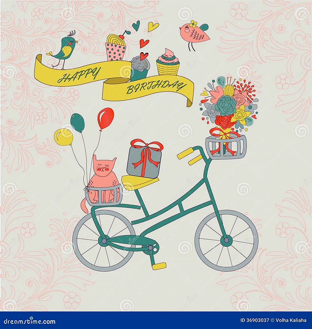 Поздравительная открытка с велосипедом