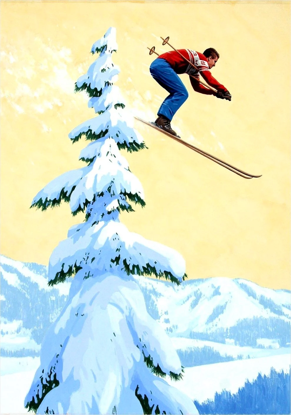 Ретро лыжник
