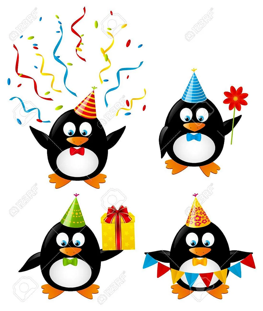 Рисунок на день рождения Пингвин