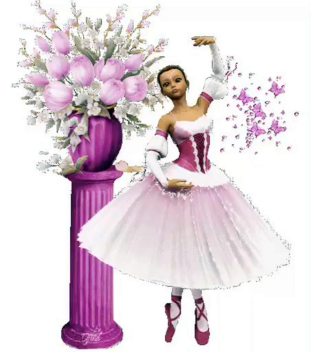 Открытка «С Днём рождения!», балерина
