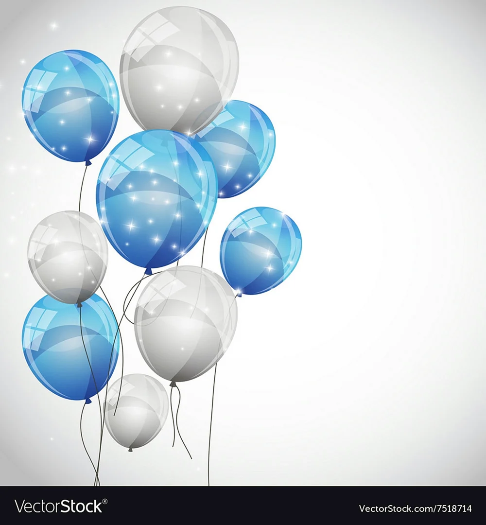 Шаблон для открытки с днем рождения синие шарики
