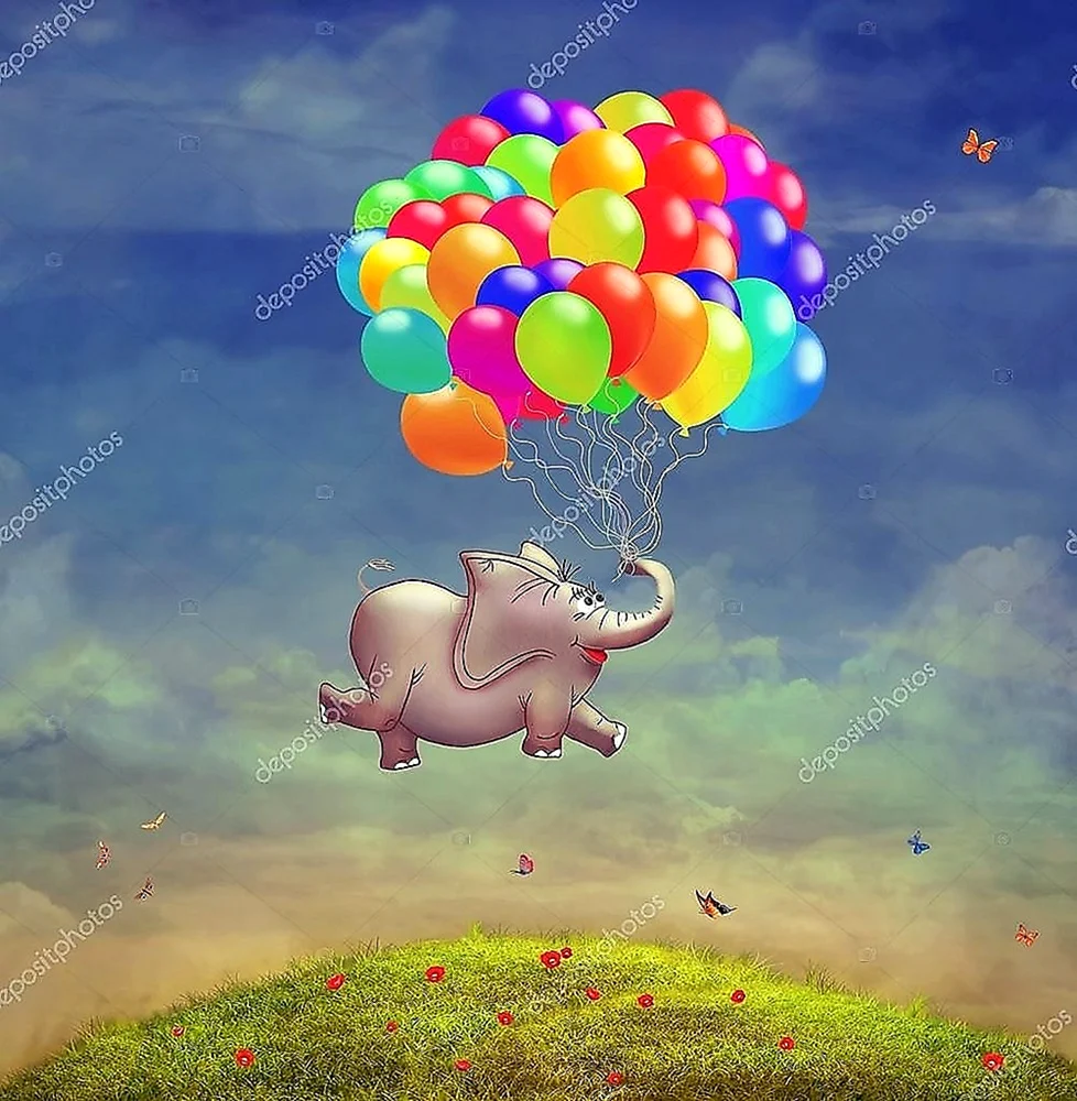 Слон на воздушных шариках