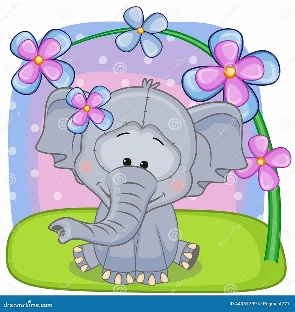 Слоненок с цветами