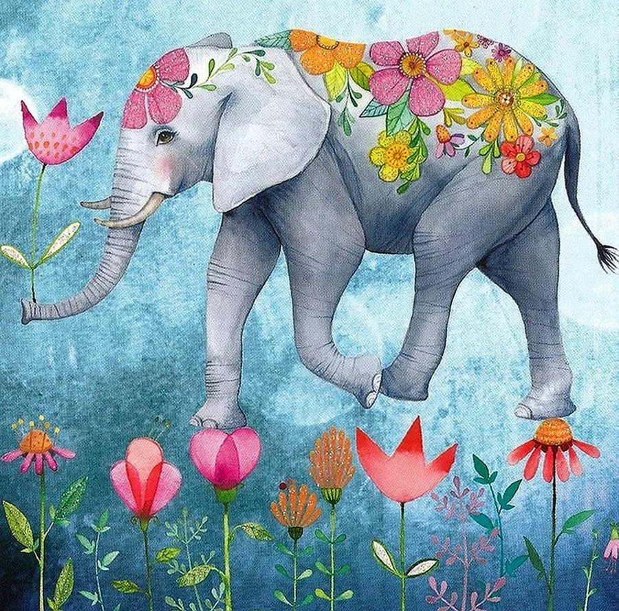 Слоненок в цветах