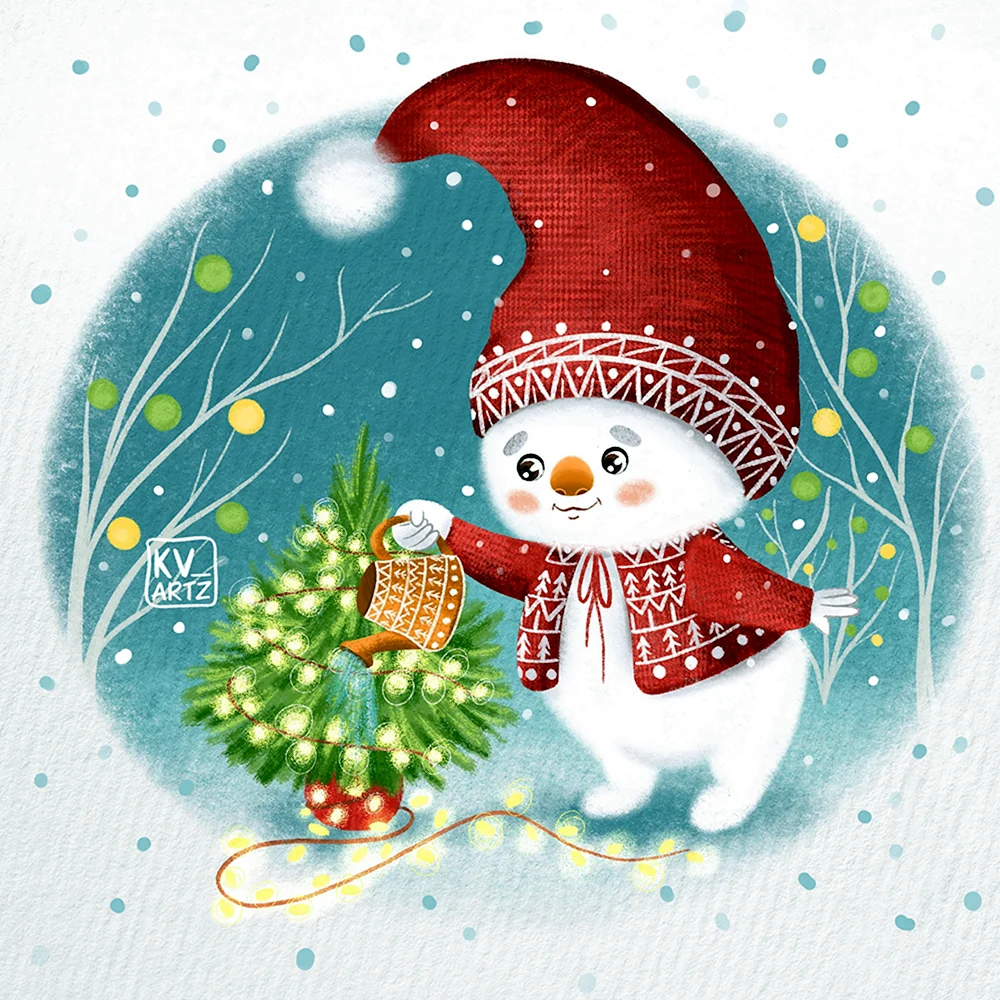 Снеговик новогодний открытка необычная техника