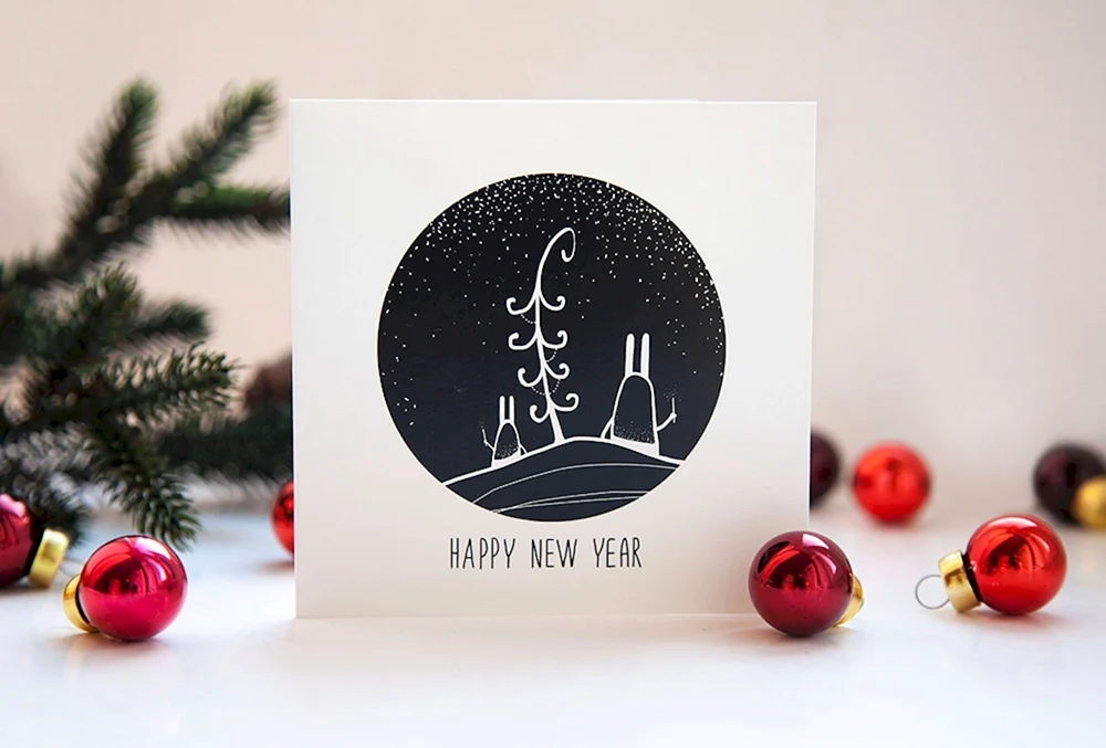Современные стильные открытки на новый год