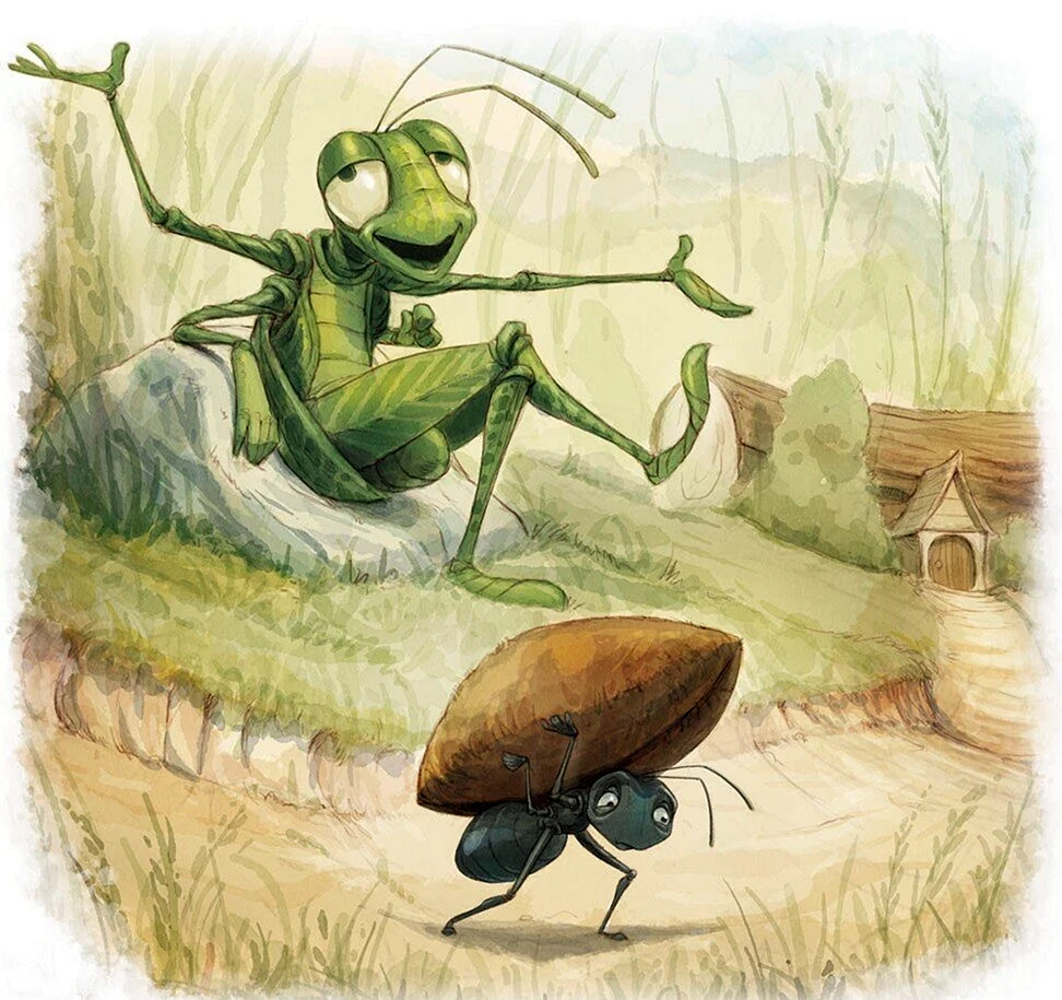 The Grasshopper and муравей