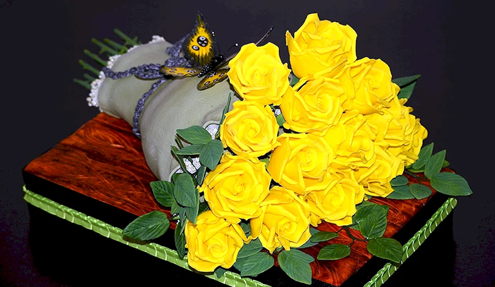 Торт букет в желтом цвете