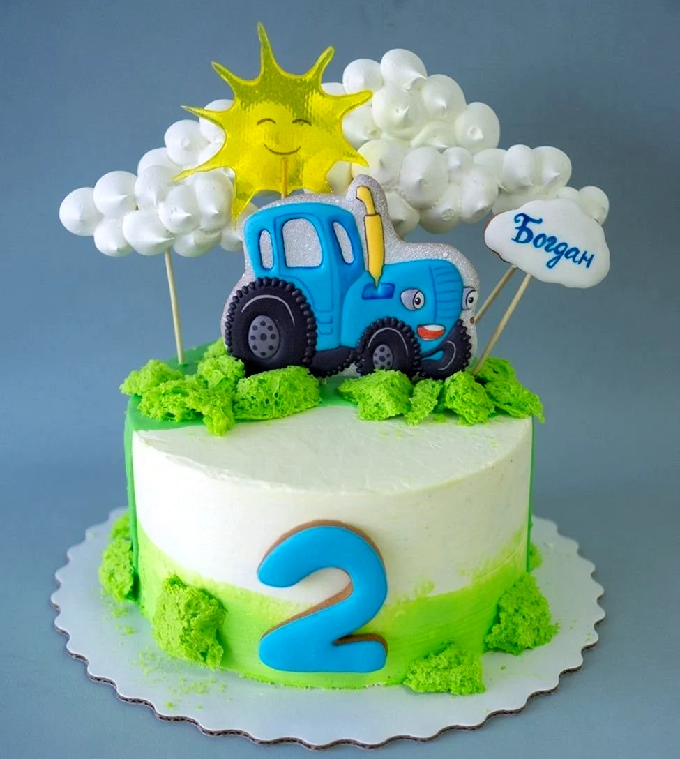 Торт на 1 годик мальчику синий трактор