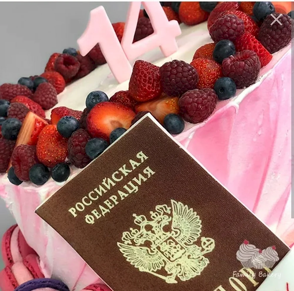 Торт на 14 лет с паспортом