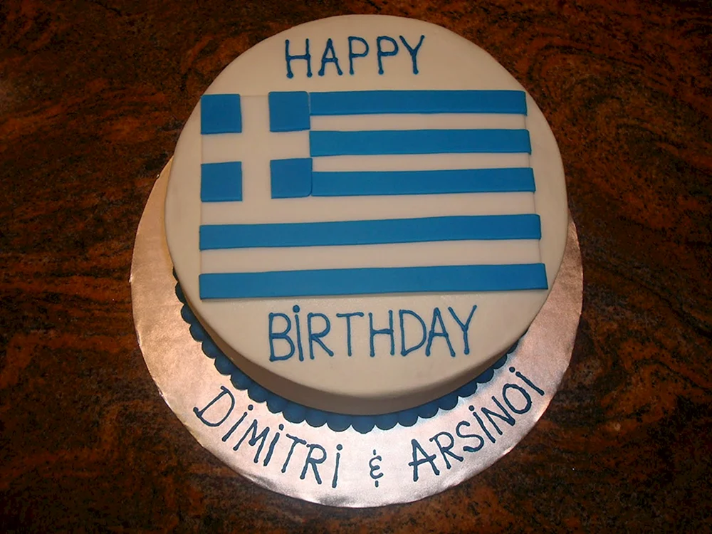 Торт с греческим флагом