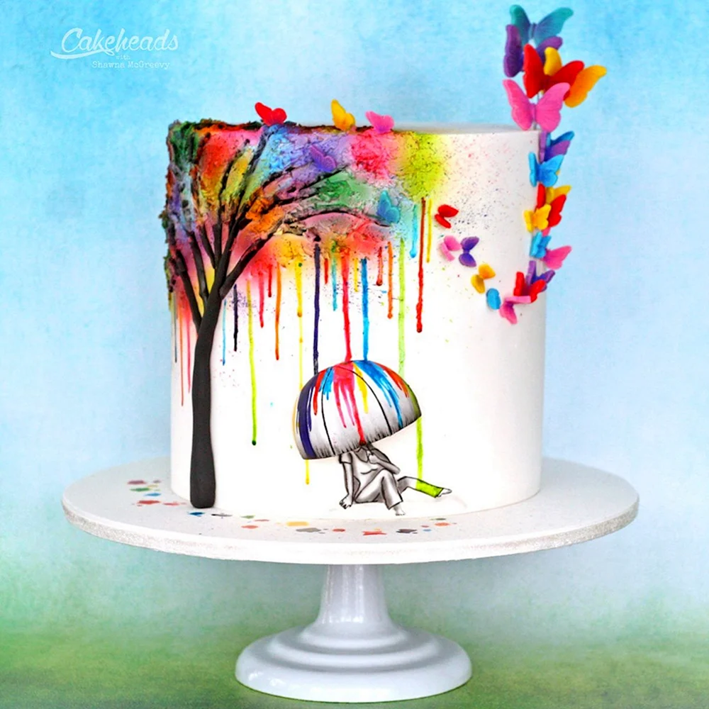 Торт с красками и кистями