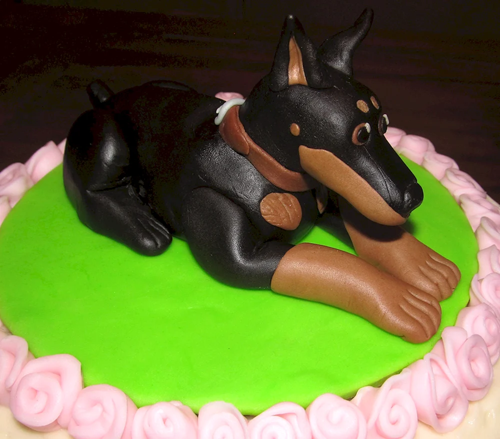 Торт с собакой Доберман
