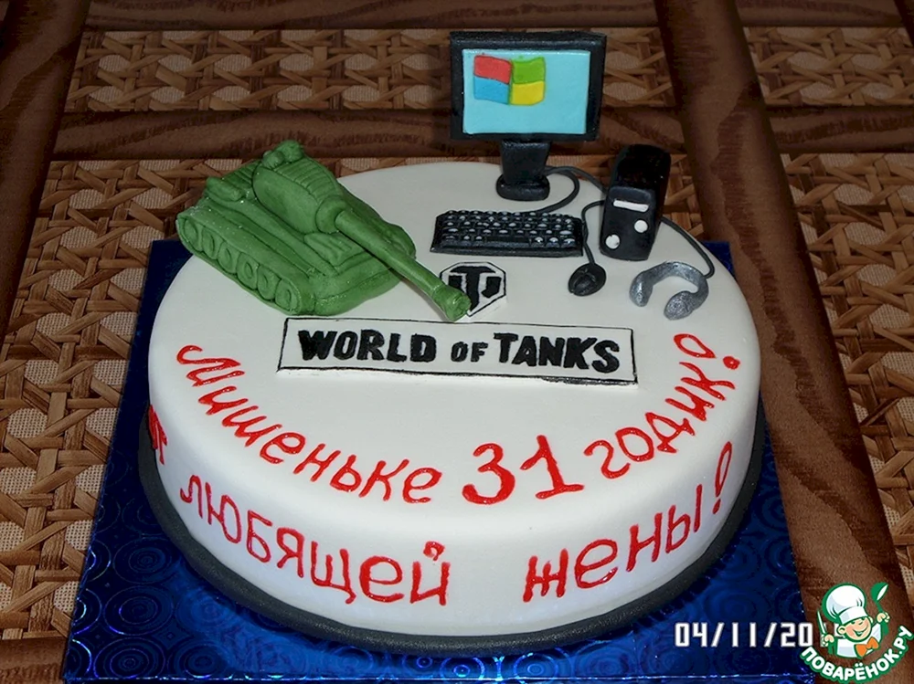 Торт с танком на день рождения мужу