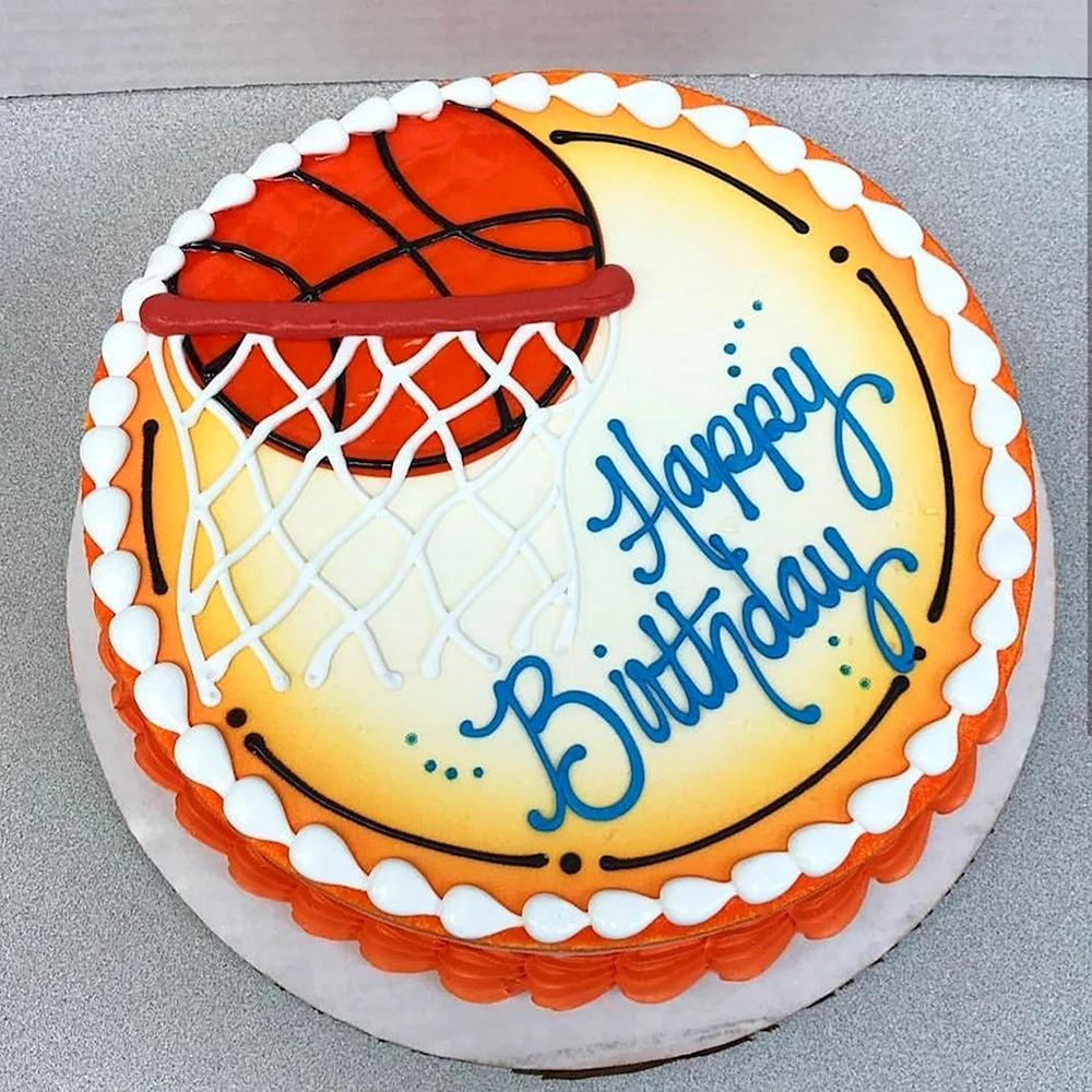 Торт с украшением баскетбол
