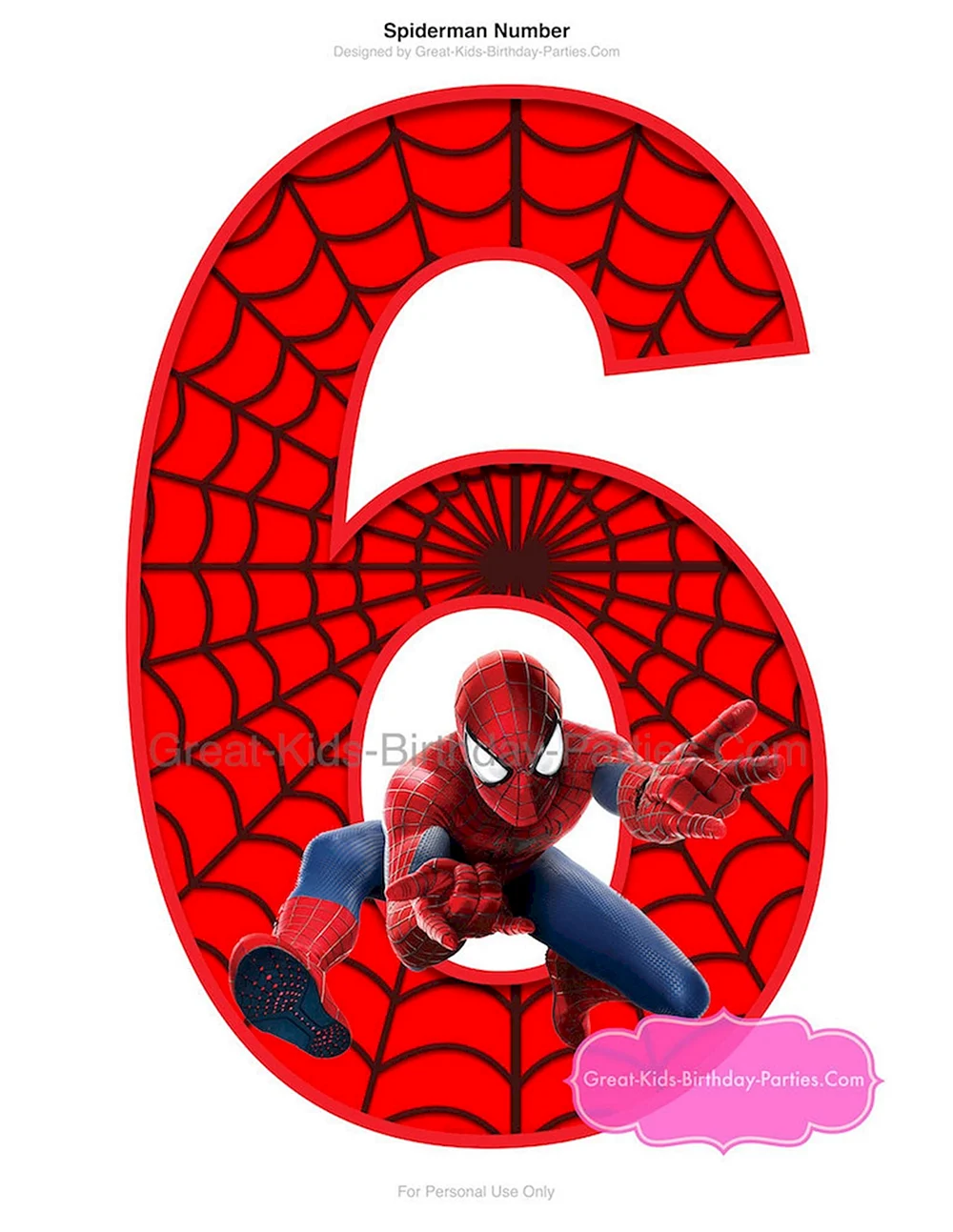 Цифра 6 в стиле человек паук