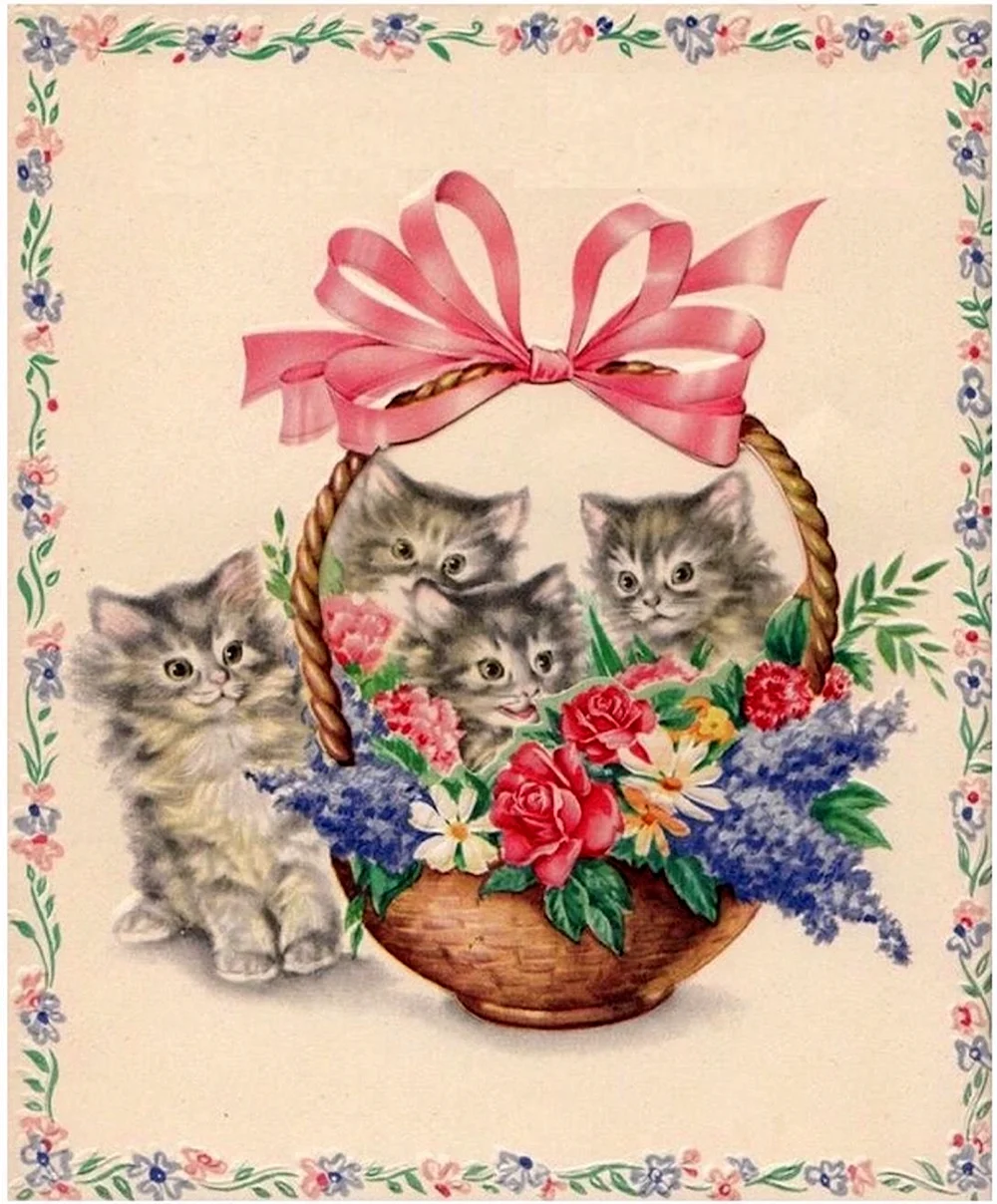 Винтажные открытки с котятами
